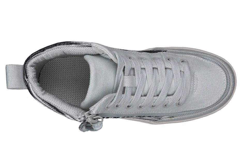 Billy Footwear (Kids) DR Fit - High Top DR Canvas Silver Streak - Image 3