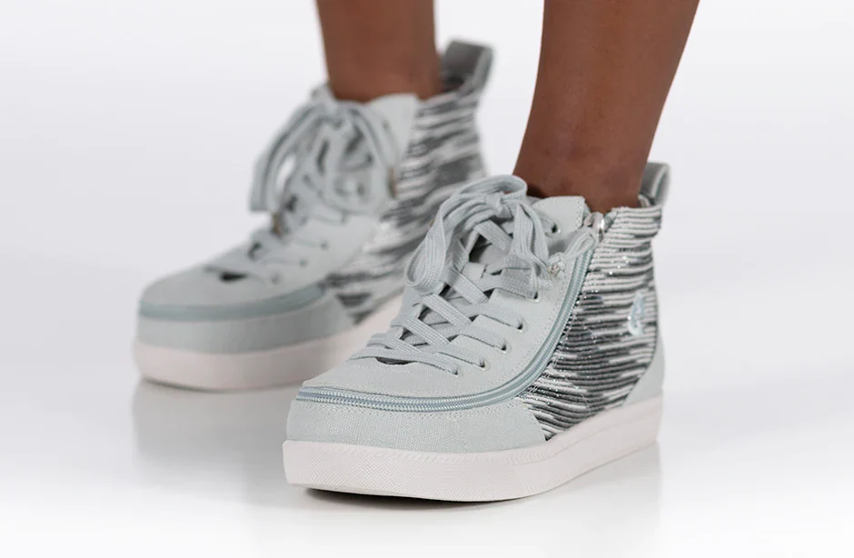 Billy Footwear (Kids) DR Fit - High Top DR Canvas Silver Streak - Image 7
