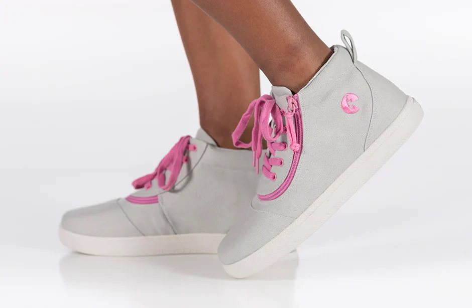 Billy Footwear (Kids) DR Fit- Short Wrap High Top DR Canvas Grey / Pink - Image 6