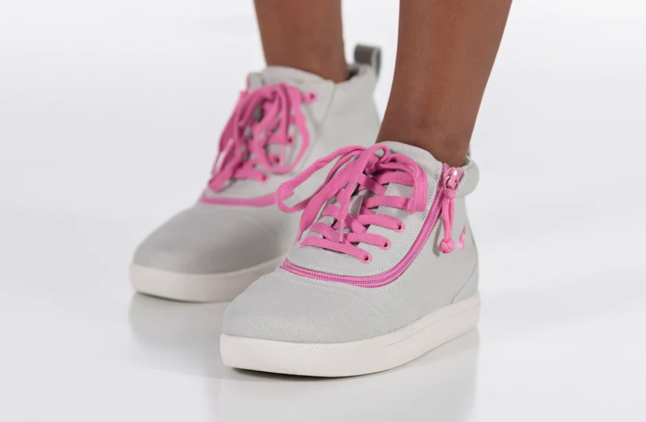 Billy Footwear (Kids) DR Fit- Short Wrap High Top DR Canvas Grey / Pink - Image 7